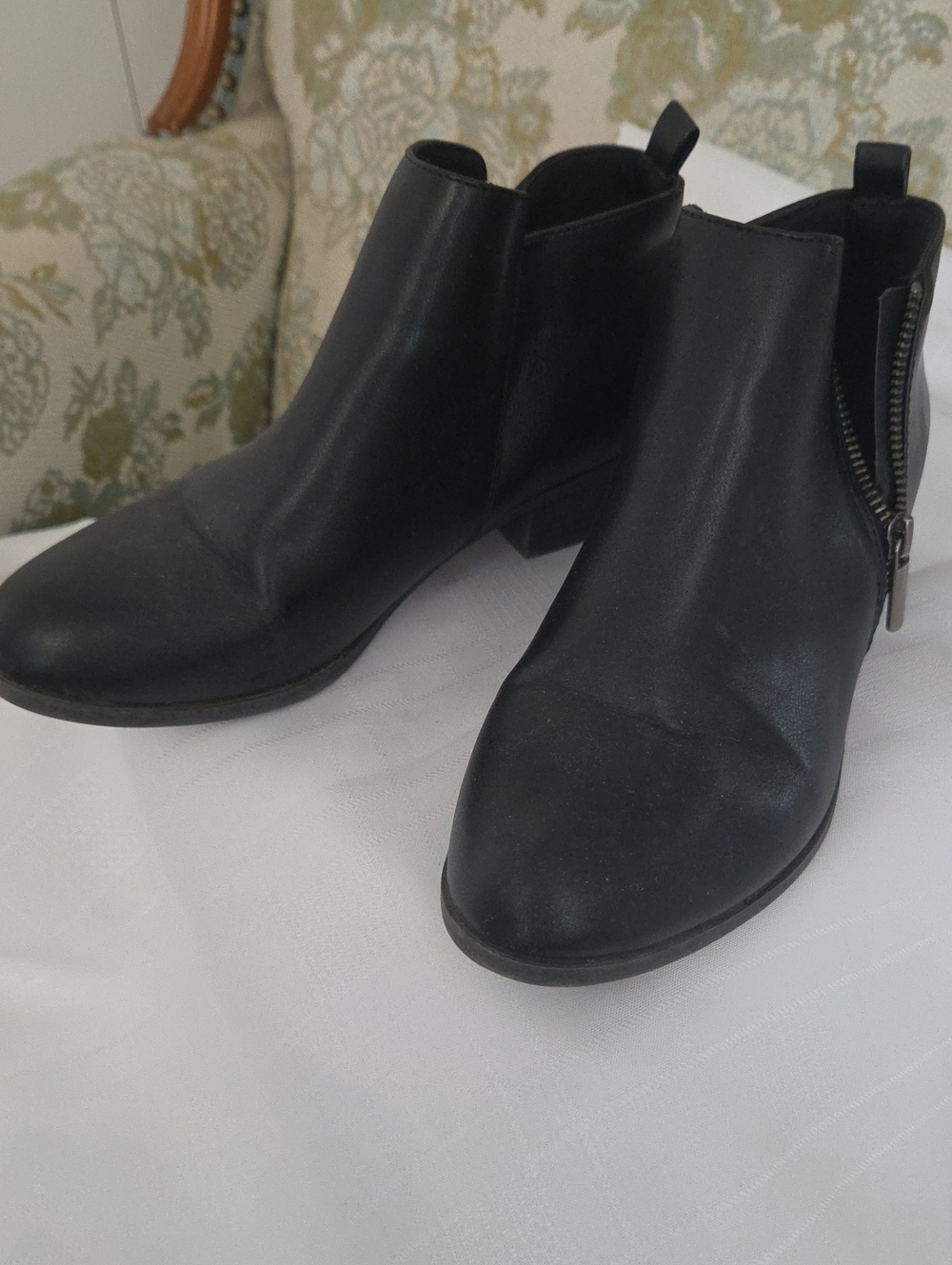 Sonoma Black Leather Ankle Booties with Side Zip